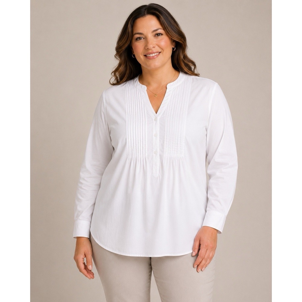 NEW Woman Within - Ladies Blouses Size 2x Pintuck White Pretty!